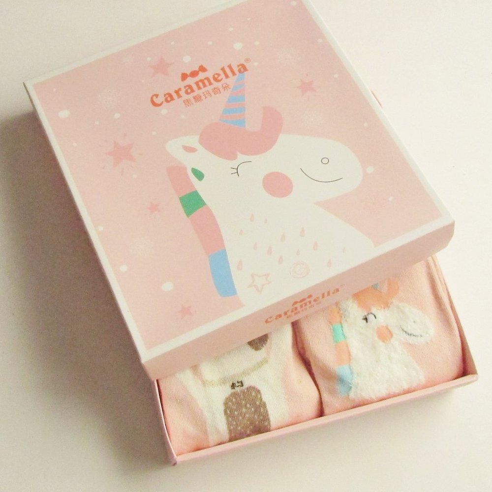 Caramella Boxed Set of 4 Girls Youth Socks Animal Patterns Pink New in Box - Picture 2 of 8